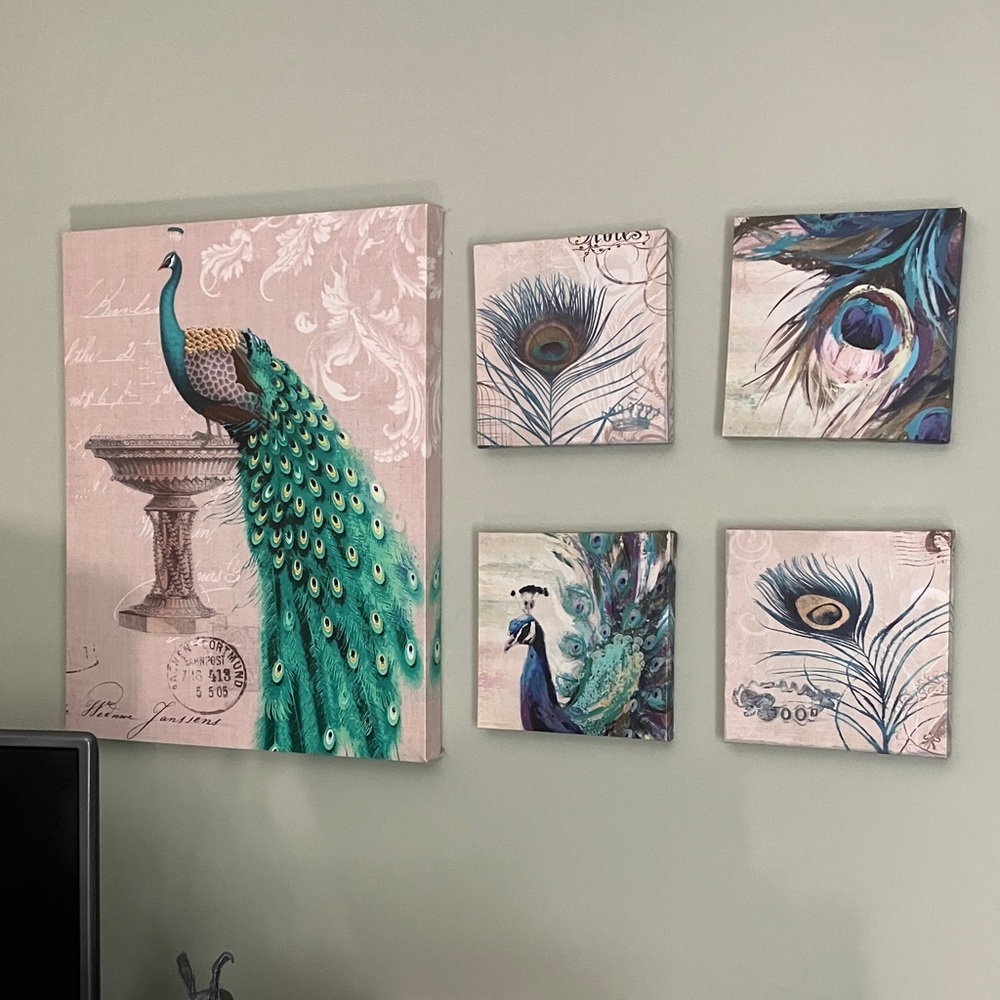 Peacock Canvas Wall Art Set